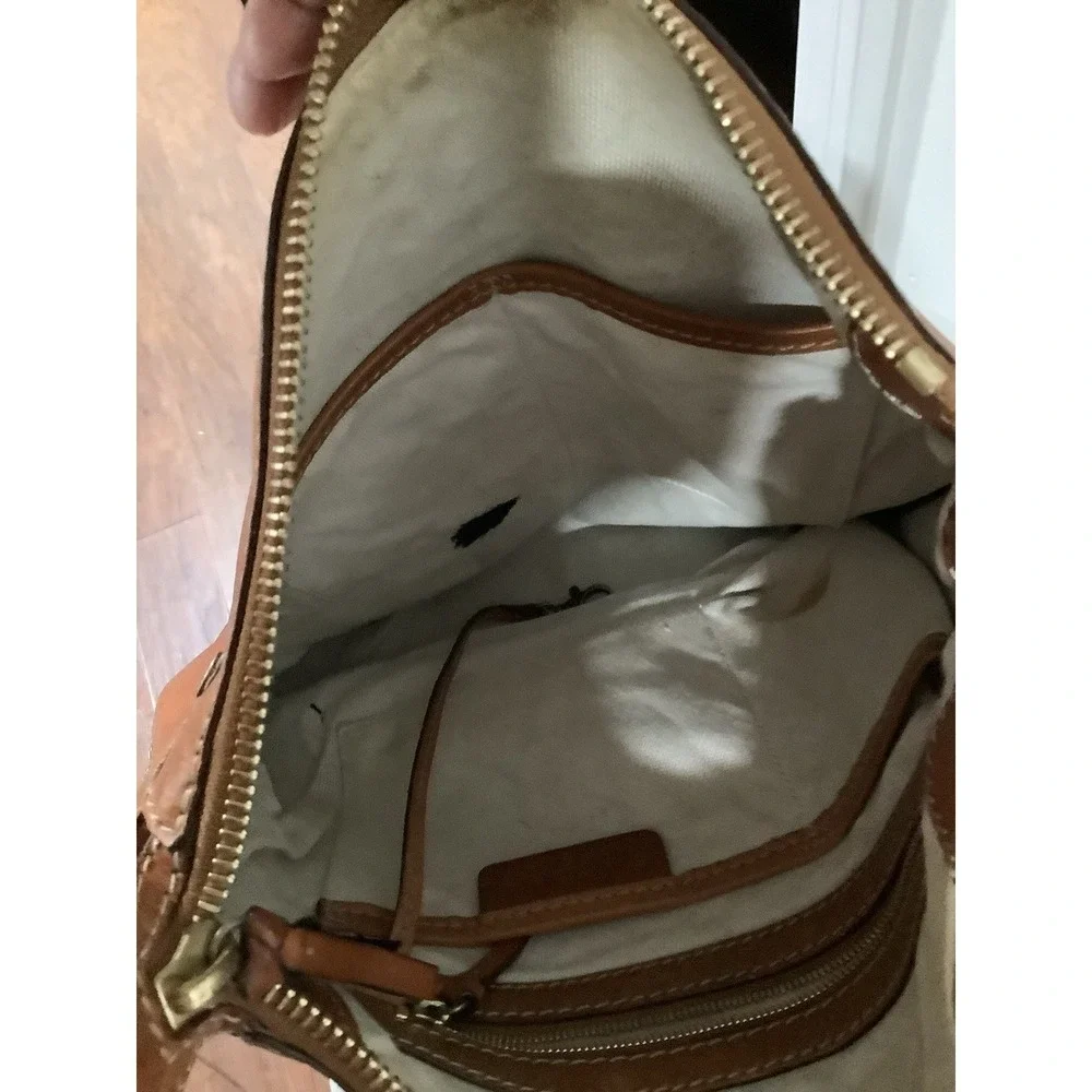 Michael KORS Brown LEATHER TAN BAG BRUSHED METAL STUDS